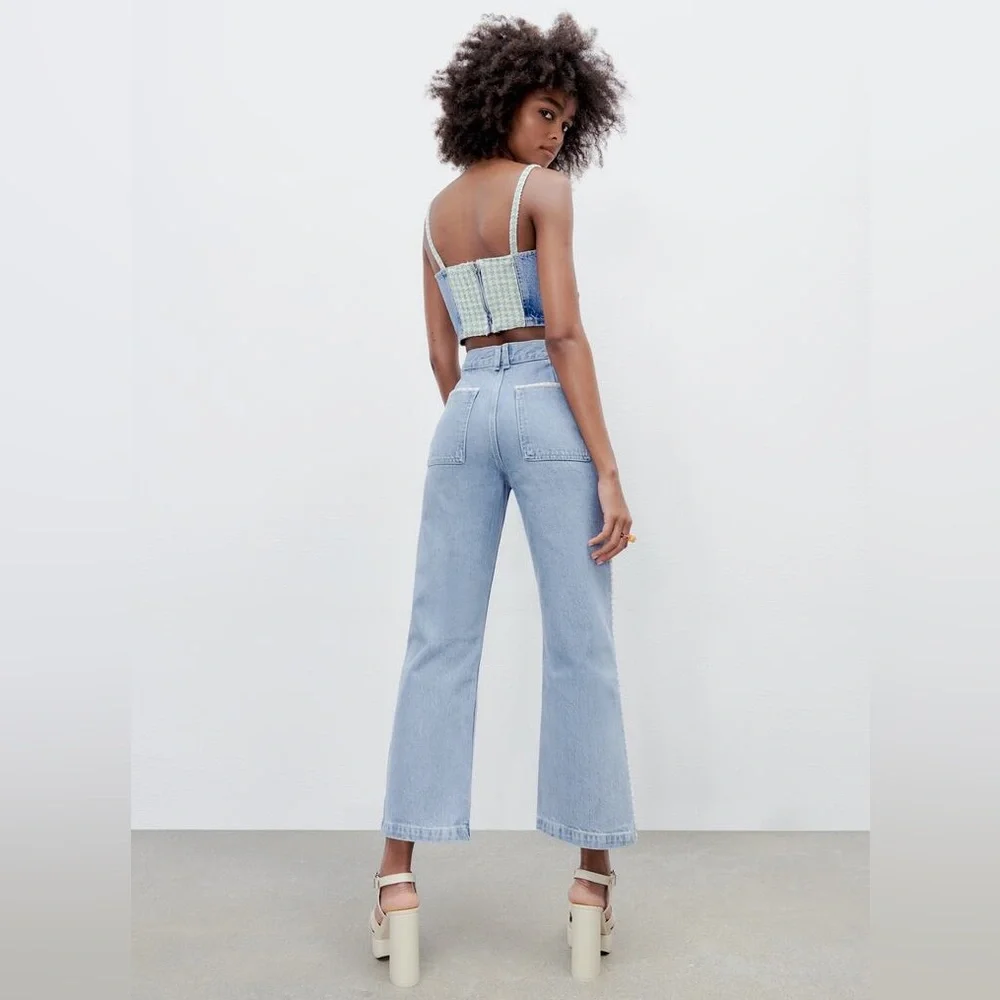 LAST🔥Zara Denim Matching 2 Piece Set! Stitch & Rhinestone Detail. - Picture 15 of 15